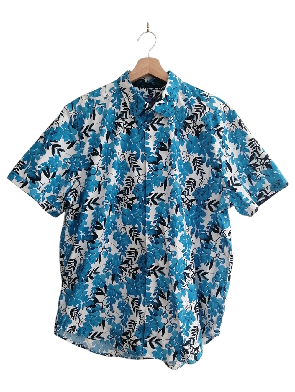 Robert Graham Men's Connell Classic Fit Short Sleeve Button Up Blue Floral XL